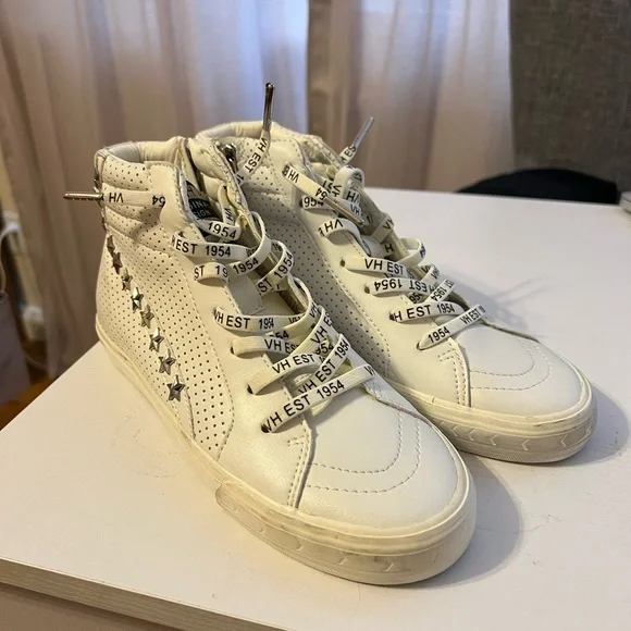 Vintage Havana White High-Top Sneakers with Star Accents Size 8 New - Picture 1 of 10